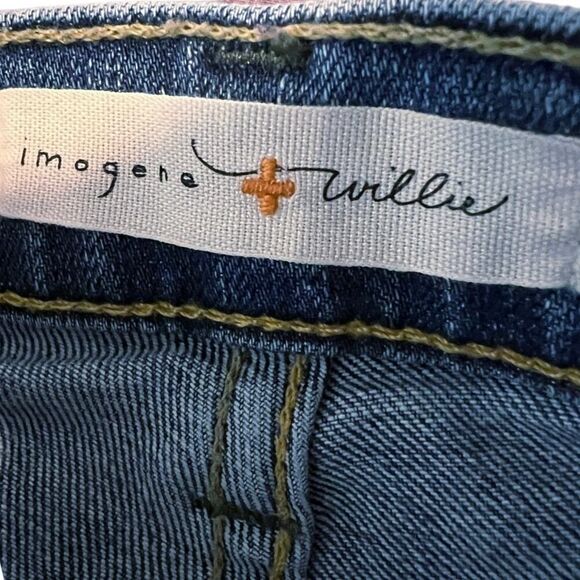 Imogene + Willie Low Rise Jeans Slim Blue Bottom Medium White Wash Open Hem 25 - Picture 4 of 11